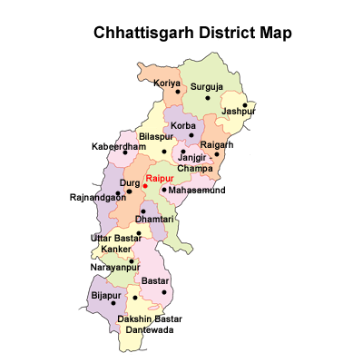 Chhattisgarh district Map
