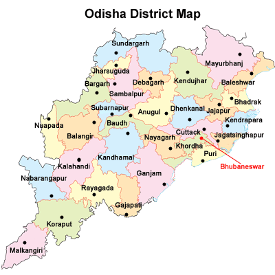 Odisha district Map