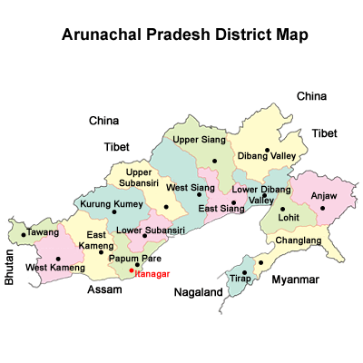 Arunachal Pradesh district Map