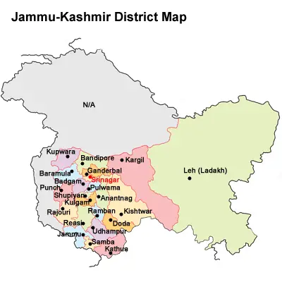 Jammu Kashmir district Map
