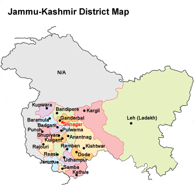 Jammu Kashmir district Map