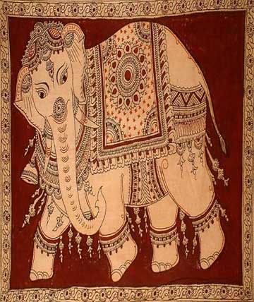 Elephant kalamkari painting