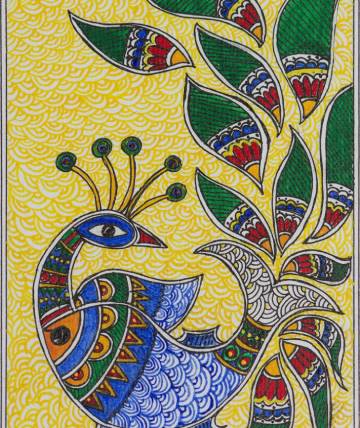 Peacock Madhubani painting