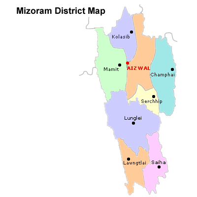 Mizoram district Map