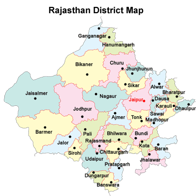Rajasthan district Map