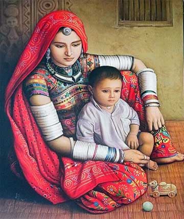 Mother rajput paintings