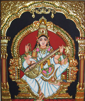 Tanjore painting saraswathi